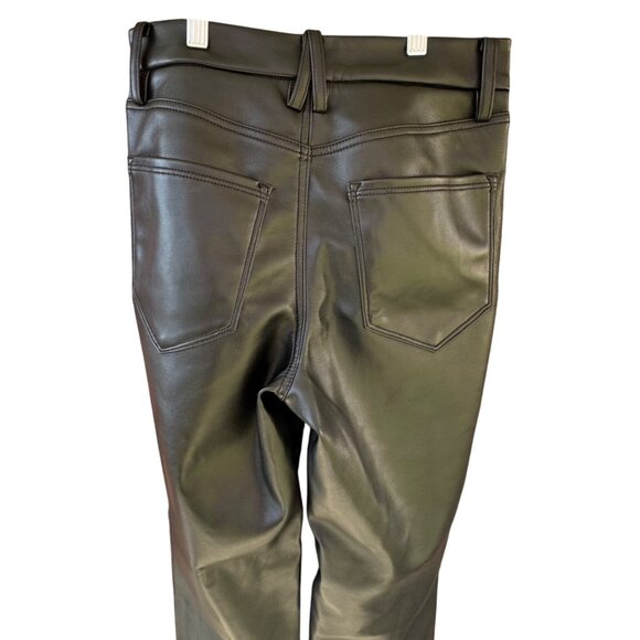 NWT Good American Womens Size 2/26 Black Faux Leather Straight Leg Pocket Pants - Picture 6 of 11